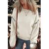 imageDokotoo Sweaters for Women Fashion Solid Crewneck Loose Fit Long Sleeve Contrast Cable Knit Pullover Sweater Jumper TopsWhite