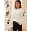 imageDokotoo Sweaters for Women Fashion Solid Crewneck Loose Fit Long Sleeve Contrast Cable Knit Pullover Sweater Jumper TopsWhite