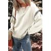imageDokotoo Sweaters for Women Fashion Solid Crewneck Loose Fit Long Sleeve Contrast Cable Knit Pullover Sweater Jumper TopsWhite