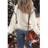 imageDokotoo Sweaters for Women Fashion Solid Crewneck Loose Fit Long Sleeve Contrast Cable Knit Pullover Sweater Jumper TopsWhite