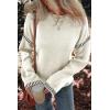 imageDokotoo Sweaters for Women Fashion Solid Crewneck Loose Fit Long Sleeve Contrast Cable Knit Pullover Sweater Jumper TopsWhite