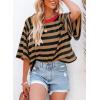 imageDokotoo Tops for Women Striped 2025 Fashion T Shirts for Women Color Block Crewneck Design Loose Basic TeeA Brown Stripe