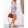 imageDokotoo Tops for Women Striped 2025 Fashion T Shirts for Women Color Block Crewneck Design Loose Basic TeeA Khaki Stripe