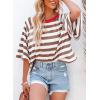 imageDokotoo Tops for Women Striped 2025 Fashion T Shirts for Women Color Block Crewneck Design Loose Basic TeeA Khaki Stripe