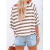 imageDokotoo Tops for Women Striped 2025 Fashion T Shirts for Women Color Block Crewneck Design Loose Basic TeeA Khaki Stripe