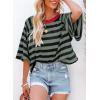 imageDokotoo Tops for Women Striped 2025 Fashion T Shirts for Women Color Block Crewneck Design Loose Basic TeeBlack