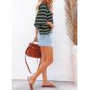 imageDokotoo Tops for Women Striped 2025 Fashion T Shirts for Women Color Block Crewneck Design Loose Basic TeeBlack