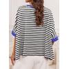 imageDokotoo Tops for Women Striped 2025 Fashion T Shirts for Women Color Block Crewneck Design Loose Basic TeeBlack Strip 9