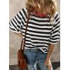 imageDokotoo Tops for Women Striped 2025 Fashion T Shirts for Women Color Block Crewneck Design Loose Basic TeeBlack Stripe