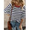 imageDokotoo Tops for Women Striped 2025 Fashion T Shirts for Women Color Block Crewneck Design Loose Basic TeeBlue Stripe