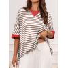 imageDokotoo Tops for Women Striped 2025 Fashion T Shirts for Women Color Block Crewneck Design Loose Basic TeeBrown Strip 9