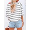 imageDokotoo Tops for Women Striped 2025 Fashion T Shirts for Women Color Block Crewneck Design Loose Basic TeeGray Stripe