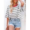 imageDokotoo Tops for Women Striped 2025 Fashion T Shirts for Women Color Block Crewneck Design Loose Basic TeeGray Stripe