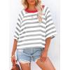 imageDokotoo Tops for Women Striped 2025 Fashion T Shirts for Women Color Block Crewneck Design Loose Basic TeeGray Stripe