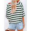 imageDokotoo Tops for Women Striped 2025 Fashion T Shirts for Women Color Block Crewneck Design Loose Basic TeeGreen Stripe