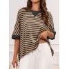 imageDokotoo Tops for Women Striped 2025 Fashion T Shirts for Women Color Block Crewneck Design Loose Basic TeeKhaki Strip 9