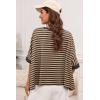 imageDokotoo Tops for Women Striped 2025 Fashion T Shirts for Women Color Block Crewneck Design Loose Basic TeeKhaki Strip 9
