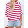 imageDokotoo Tops for Women Striped 2025 Fashion T Shirts for Women Color Block Crewneck Design Loose Basic TeeRose