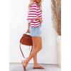 imageDokotoo Tops for Women Striped 2025 Fashion T Shirts for Women Color Block Crewneck Design Loose Basic TeeRose