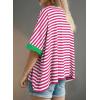 imageDokotoo Tops for Women Striped 2025 Fashion T Shirts for Women Color Block Crewneck Design Loose Basic TeeRose Stripe