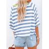 imageDokotoo Tops for Women Striped 2025 Fashion T Shirts for Women Color Block Crewneck Design Loose Basic TeeSky Blue Stripe