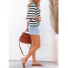 imageDokotoo Tops for Women Striped 2025 Fashion T Shirts for Women Color Block Crewneck Design Loose Basic TeeWhite Stripe