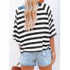imageDokotoo Tops for Women Striped 2025 Fashion T Shirts for Women Color Block Crewneck Design Loose Basic TeeWhite Stripe