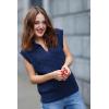 imageDokotoo VNeck Lapel Collar Cable Knit Vest Top for Women  Spring Outfits 2025Blue