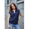 imageDokotoo VNeck Lapel Collar Cable Knit Vest Top for Women  Spring Outfits 2025Blue