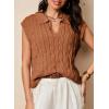 imageDokotoo VNeck Lapel Collar Cable Knit Vest Top for Women  Spring Outfits 2025Brown