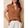 imageDokotoo VNeck Lapel Collar Cable Knit Vest Top for Women  Spring Outfits 2025Brown