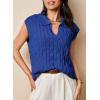 imageDokotoo VNeck Lapel Collar Cable Knit Vest Top for Women  Spring Outfits 2025Dark Blue