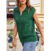 imageDokotoo VNeck Lapel Collar Cable Knit Vest Top for Women  Spring Outfits 2025Green