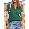 imageDokotoo VNeck Lapel Collar Cable Knit Vest Top for Women  Spring Outfits 2025Green