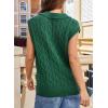 imageDokotoo VNeck Lapel Collar Cable Knit Vest Top for Women  Spring Outfits 2025Green