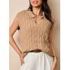 imageDokotoo VNeck Lapel Collar Cable Knit Vest Top for Women  Spring Outfits 2025Khaki
