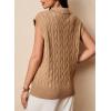 imageDokotoo VNeck Lapel Collar Cable Knit Vest Top for Women  Spring Outfits 2025Khaki