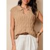 imageDokotoo VNeck Lapel Collar Cable Knit Vest Top for Women  Spring Outfits 2025Khaki