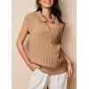 imageDokotoo VNeck Lapel Collar Cable Knit Vest Top for Women  Spring Outfits 2025Khaki
