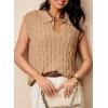 imageDokotoo VNeck Lapel Collar Cable Knit Vest Top for Women  Spring Outfits 2025Khaki