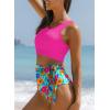 imageDokotoo Womens 2 Piece Swimsuit Scoop Neck Sleeveless 2025 Racerback Top Tummy Control Tie Knot Bathing Suits Floral BottomsRose