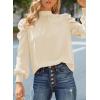 imageDokotoo Womens 2024 Long Sleeve High Neck Puff Long Sleeve Casual Loose Shirts Tops and BlousesApricot