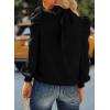 imageDokotoo Womens 2024 Long Sleeve High Neck Puff Long Sleeve Casual Loose Shirts Tops and BlousesBlack