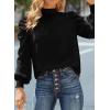 imageDokotoo Womens 2024 Long Sleeve High Neck Puff Long Sleeve Casual Loose Shirts Tops and BlousesBlack