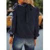imageDokotoo Womens 2024 Long Sleeve High Neck Puff Long Sleeve Casual Loose Shirts Tops and BlousesBlue 2