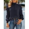 imageDokotoo Womens 2024 Long Sleeve High Neck Puff Long Sleeve Casual Loose Shirts Tops and BlousesBlue 2