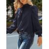 imageDokotoo Womens 2024 Long Sleeve High Neck Puff Long Sleeve Casual Loose Shirts Tops and BlousesBlue 2