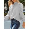 imageDokotoo Womens 2024 Long Sleeve High Neck Puff Long Sleeve Casual Loose Shirts Tops and BlousesGray