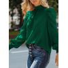 imageDokotoo Womens 2024 Long Sleeve High Neck Puff Long Sleeve Casual Loose Shirts Tops and BlousesGreen