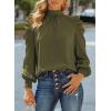 imageDokotoo Womens 2024 Long Sleeve High Neck Puff Long Sleeve Casual Loose Shirts Tops and BlousesGreen 2